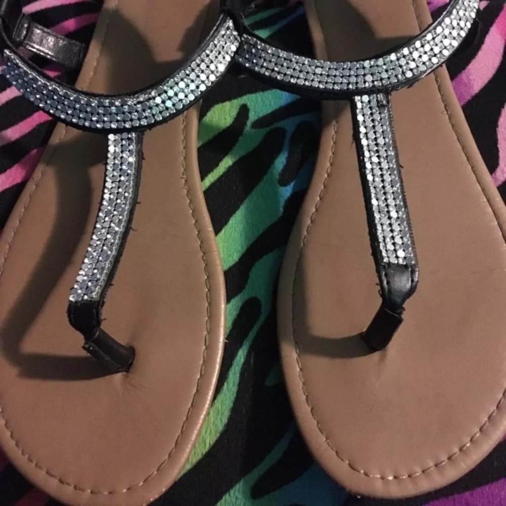 Black sparkly sandals